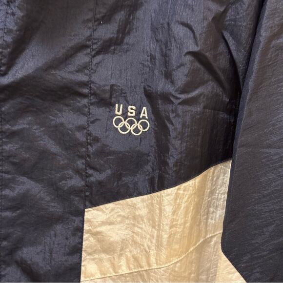 Retro 90s USA Olympics Navy Blue White Windbreaker Jacket Size Large - Picture 4 of 7